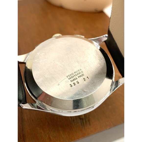 Wakmann Men's Watch Vintage Swiss Manual Wind Chronograph Silver Dial 38mm - Picture 6 of 13